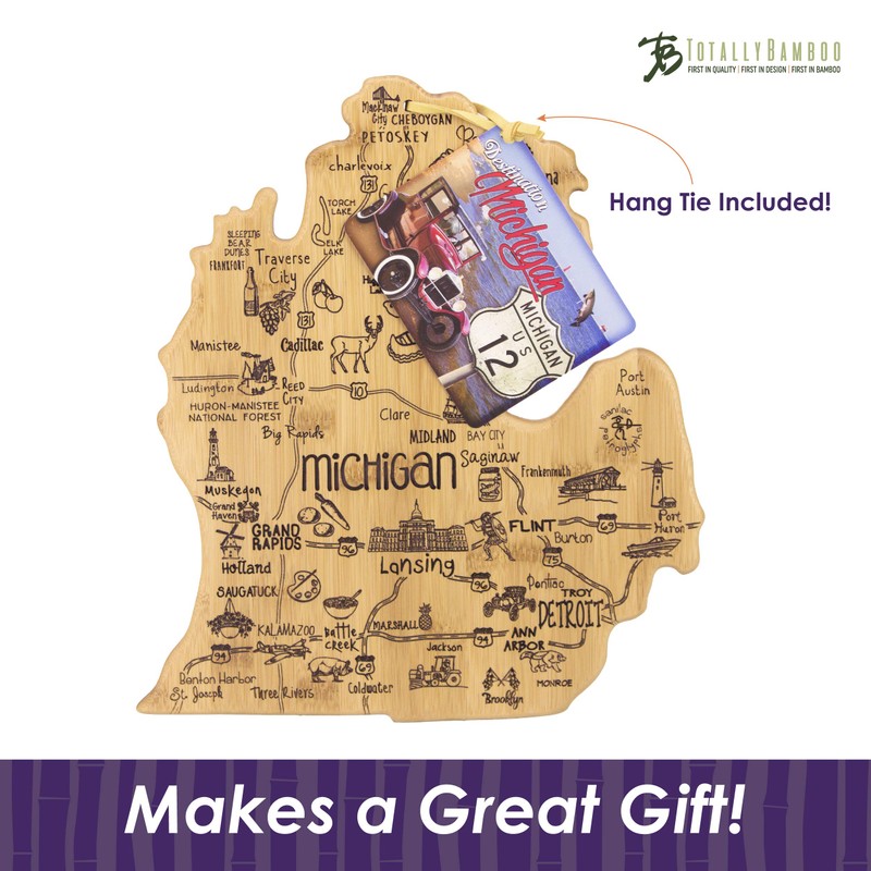 Totally Bamboo Destination Michigan State Shaped Serving and Cutting Board,