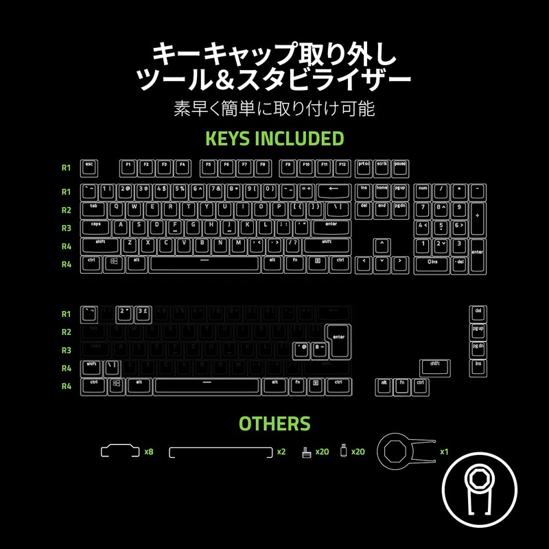 Razer Phantom Keycap Upgrade Set (White) Replacement Key Cap for