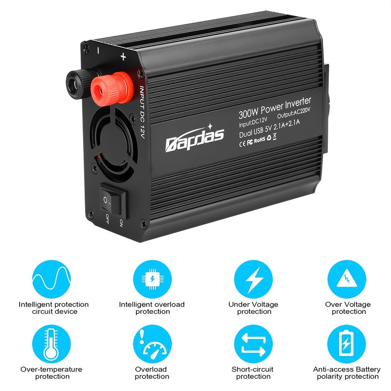 Bapdas 300W Kfz-Wechselrichter Spannungswandler DC 12 V auf AC 230