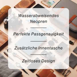 honju Passport Cover Black (Neoprene Protective Cover for Passport with 125 x 91 mm, Case with Zip & Space for ID, Boarding Pass & Travel Documents, Travel Organiser for Men and Women)