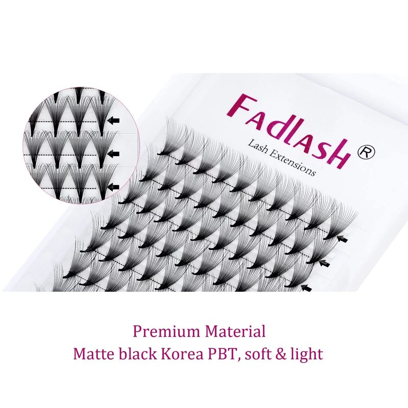 Fan Volume Eyelashes, 16D, 0.07 mm, C Curl, 12 mm