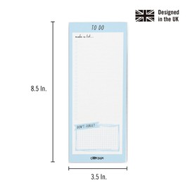 Pukka Pad Carpe Diem To-Do List - Magnetic Memo Pad for Groceries, Chores, & More - Sticks to Refrigerator or Other Metal Surfaces - 60 Tear-Off Sheets of 100GSM Paper, 8.5 x 3.5in, Sky Blue