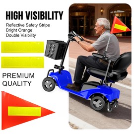 Orange Warning Flag with Reflective Strip and 5.3 Feet Retractable Pole