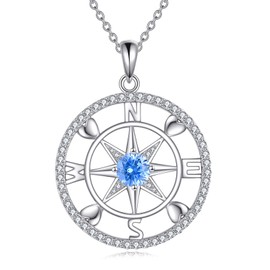 POPLYKE Compass Necklace Compass Jewelry for Women 925 Sterling Silver Compass Pendant Necklace Graduation Gift