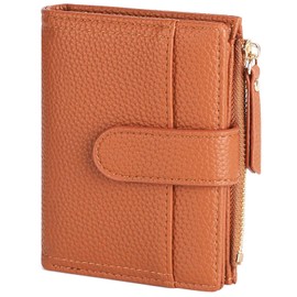 RRANCharltu Women's Leather Wallet Small with Card Slots Purse Women's Small Wallet Girls with Zip Pocket and Banknote Compartment, brown, Classic