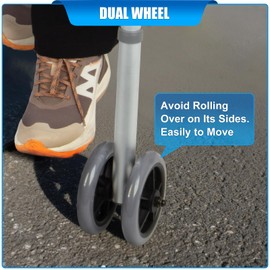 2 Pack Universal Dual Wheels for Walker - 5 Inches Replacement Front Walker Wheels, All Terrain Drive Walker Wheel, Wear-Resistant PU Tires, Anti-Slip, and Durable ABS Wheel Hub, Grey