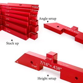 Bekith 7pcs Router Table Setup Bars, Precision Aluminum Alloy Setup Blocks Height Gauge Set for Router and Table Saw Accessories Woodworking Set Up, Measuring Height Depth Angle Gauge