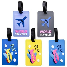 5 Pcs Luggage Tags PVC Suitcase Tags, Secure Suitcases Labels Baggage Handbag Tag with Buckles and Name ID Card for Travel Bags