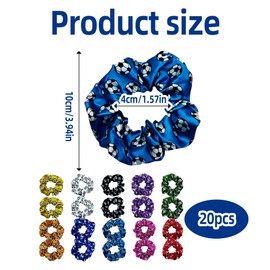 20 Pcs Soccer Hair Scrunchies,Soft Silk Satin Sport Hair Ties for Girls,Women,Coaches Players Team,Soccer Accessories for Girls Soccer Gifts (Mixed Colors)