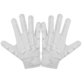 Glorious Traders Youth Football Gloves American Wide Receiver Injected Bones Football Gloves for Adult Men Women & Boys with Super Sticky Silicone Grip Palms (Sky Blue, Adult X-Large)