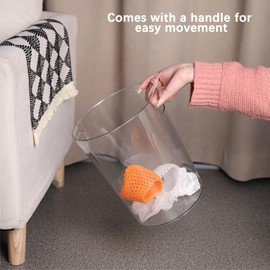 YONGGWEII 2pcs Clear Plastic Wastebasket Trash Can Garbage Container Bin for Flowers Plants Ice Bucket for Narrow Spaces Office,Kitchen,Bedroom,Bathroom