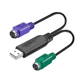 HuaLiSiJi PS2 to USB Adapter USB to PS2 Keyboard and Mouse Adapter, PS2 to USB Cable Built-in Chip No Need to Drive Plug and Play (Black)