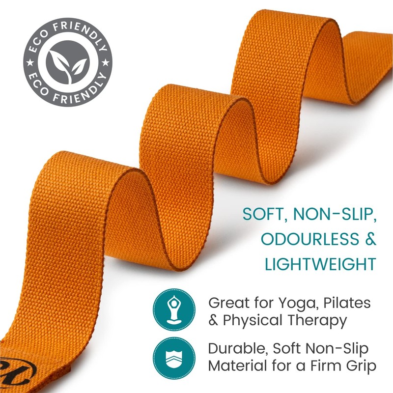 Yoga Studio Yoga Strap, 2.5m (8.2ft) Extra Long Durable Organic