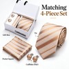 Champagne Gold Striped Silk Tie Gift Set for Men with