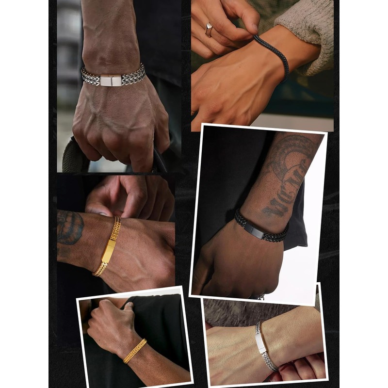 ChainsHouse Mens Chain Bracelet, 316L Stainless Steel Franco Bracelet, Cuban