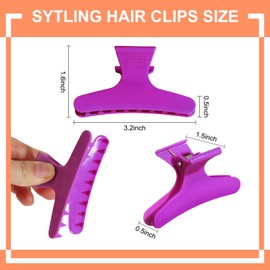 Ondder Purple Butterfly Hair Clips for Styling Sectioning Pro Salon Butterfly Plastic Claw Clips Hair Styling Clip Barber Clips for Cutting, Coloring Hair, Hair Accessories for Women Girls