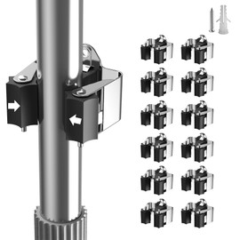 GARLWOLEX Broom Holder Wall Mount – 12 Pack Broom Rack with Star Shaped Rubber Rollers & Nickel Plated Brackets for Strong Grip and Long Life – Ideal for Garden Tools Organization
