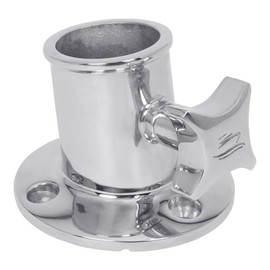 White Water 6147S Marine 316 Stainless Steel Flagpole Socket Top Mount with Knob, Fits 1-1/4" Tube