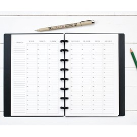BetterNote Hourly Undated Calendar Refill for Disc Notebook, Weekly Appointment Book, Fits Discbound Levenger Circa, Arc, TUL, Happy Planner, Talia (Modern- 12 months, 8-Disc, 5.5"x8.5")