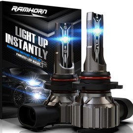 RAMHORN 9005 Light Bulbs, HB3 Light Bulbs 12000 LM 6500K Xenon White Instant Plug-in Fanless Fog Light, Pack of 2