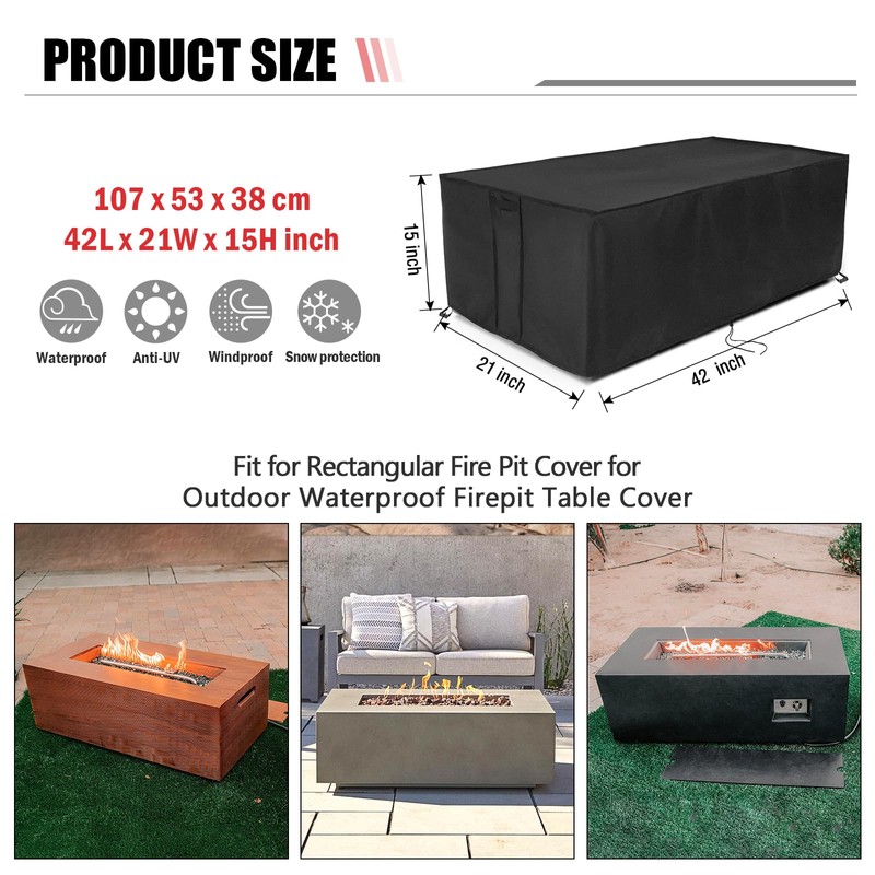 Youlvy Fire Pit Cover Rectangular 42 Inch,Propane Gas Fire Pit