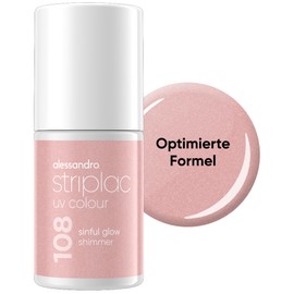 alessandro Striplac UV-Nagellack Sinful Glow Shimmer - Deckend & Kratzfest bis zu 15 Tage - Leichtes Auftragen - Schonende Abziehtechnologie - Vegan - Taupe, 6,5ml