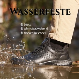 SHULOOK Cooking Shoes Men's Non-Slip Work Shoes Kitchen Waterproof Shoes Outdoor Gastro Waiter Lightweight Comfortable Trainers, black, 42 EU