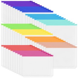 Antner 50PCS A5 Binder Pockets 6-Hole Cash Stuffing Envelopes for Money Saving, 10 Assorted Color Zipper Pouch Folders Budget Planner Inserts Loose Leaf Money Organizer Bags for A5 6-Ring Binder