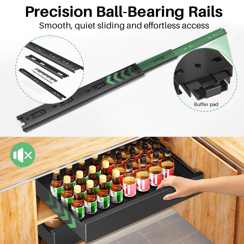 Pull out Cabinet Organizer, 21"Deep, Heavy Duty Full-Extension Slide out