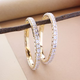 I Jewels Gold Plated Indain Wedding Bollywood Thick Brass Bangles Encased With CZ American Diamonds For Women/Girls (ADB458W), 2.6, Brass, no gemstone