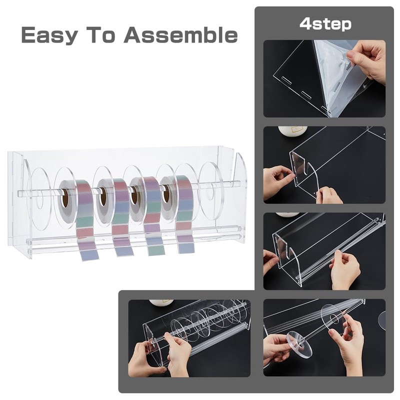 SUPERFINDINGS Acylic Label Dispenser Adjustable Sticker Roll Holder with 8