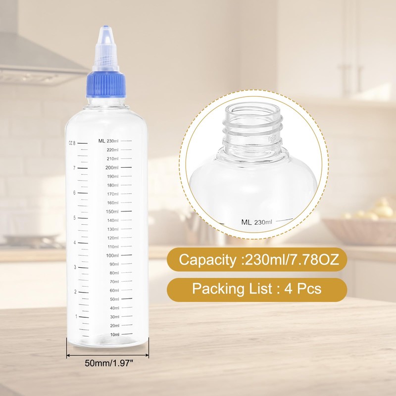 PATIKIL 230 Ml/8 oz Plastic Squeeze Bottles with Blue Twist
