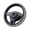 Checkered Steering Wheel Cover Universal 14.5-15 Inch Non-Slip Black and