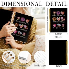 Nipil Inspirational Mental Health Notebook, Boho Floral Affirmation Journal for Women, Mental Health Gifts for Women, Hardcover Spiral Notebook Journal, 5.5x8.3 Inch