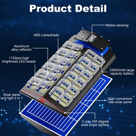 XCQMHF Solar Street Light Dusk to Dawn 6000W, 600000LM, 7000K Brightness, IP67 Waterproof, Motion Sensor, Lights Outdoor Street Light for Security and Safety (6000W-1Pack)