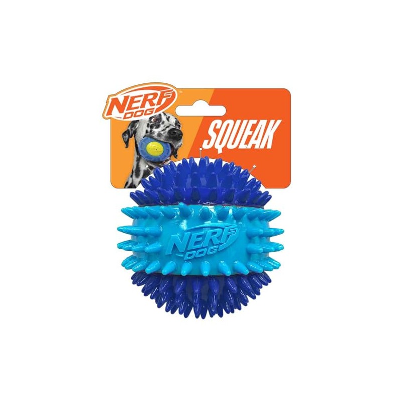 Nerf Dog 3.7in TPR 3-Part Spike Squeak Ball Dog Toy
