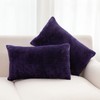 Cheer Collection Microsherpa Throw Pillow Set of 2 for Couch, Beds, Bedroom and Living Room - Ultra Soft and Fluffy, Elegant Home Decor, Velvet Stylish Accent Pillows - 12" x 20", Purple