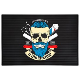 Barber Mat for Clippers, BarberTop 11.81"x17.72"Anti-Slip Flexible Rubber Barber Mat for Stations Scissors Salon Tools Countertop Protection Mat for Sink Mat Beauty Salon Station Pad (Black+Blue)