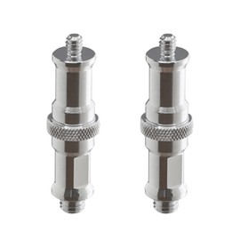 Alluneitter 2 Pieces Standard 1/4 to 3/8 inch Metal Male Convertor Threaded Screw Adapter Spigot Stud for Studio Light Stand, Hot Shoe/Cold Shoe Adapter, Ball Head, Wireless Flash Receiver, Trigger