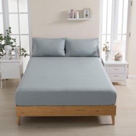 Twin Fitted Sheet Only, Gray Microfiber Bed Sheets - Deep Pocket - Ultra Soft - Easy Care (Gray, Twin)