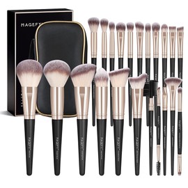 MAGEFY Brochas para Maquillaje con Estuche 22 Piezas Alta Calidad Sintético Brochas Maquillaje Sombra de Ojos en Polvo para Base de Maquillaje Regalos para Mujer-Oro Negro