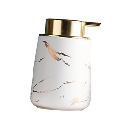 PACKOVE 1pc Ceramic Lotion Dispenser Bottle Push Type Portable Soap Pump for Travel Elegant Marbling White Design for Makeup and Liquid Soap Storage