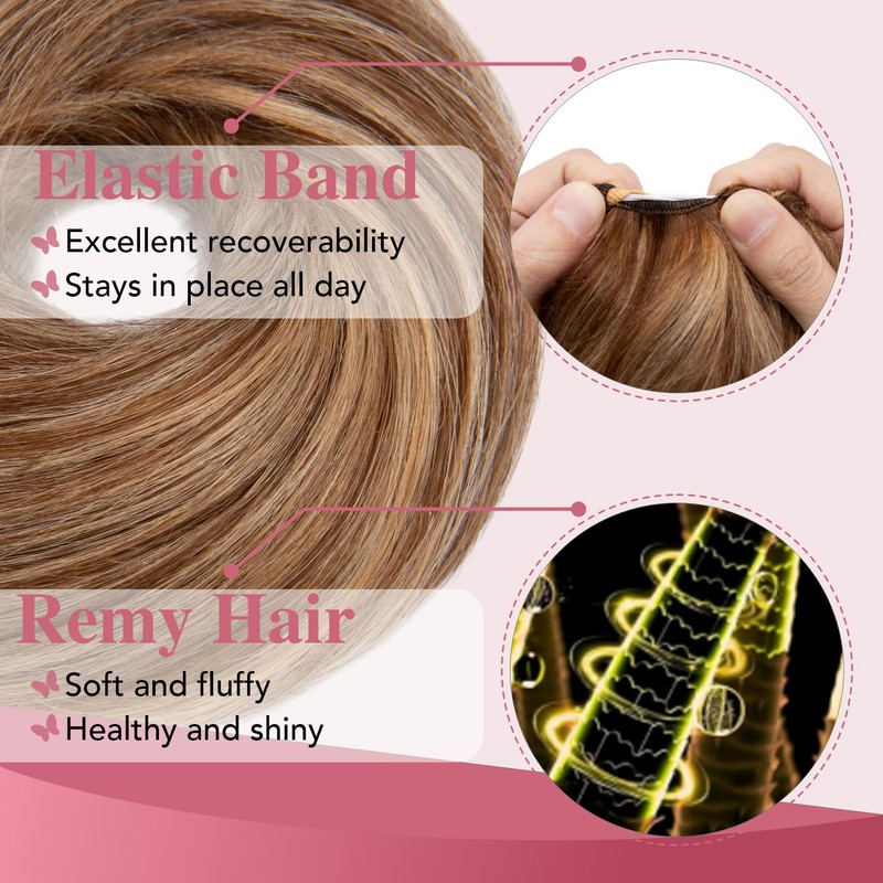 TESSHAIR Thick Human Hair Messy Bun, 100% Real Hair Bun