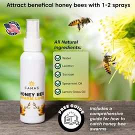 Camas Pollinator Supply Honey Bee Swarm Lure - 2oz Bottle for Beekeepers Use in Naturally Attracting New Beneficial Honey Bee Swarm Colonies