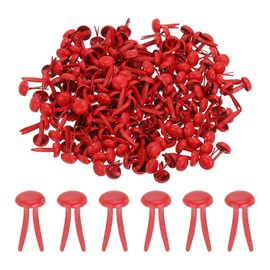 PATIKIL 200 PCS Paper Brass Fasteners Split Pins Pastel Mini Metal Brads Round Head Plated Fastener for Craft Art Scrapbooking DIY Supplies, Red, 5 x 9 mm