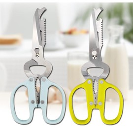 WOIWO 1 PCS Stainless Steel Multifunctional Scissors Kitchen Scissors Stainless Steel Scissors Outdoor Scissors Food Scissors (blue)