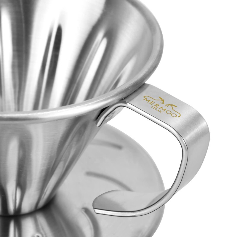 MERMOO YILAN Pour Over Coffee Dripper Stainless Steel Metal Reusable