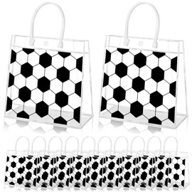HYMENEX 24Pcs Soccer Gift Bags, Soccer Goodie Bags with Handles Clear PVC Sport Theme Bag for Team Competition Birthday Party Favor Treat Snack Gifts