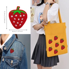 DANUDON 25PCS Strawberry Patches Iron on, Cute Red Strawberry Appliques Iron on Patch Fruits Embroidery Decorative Fabric Appliques Patches for Headbands Hats Jeans Backpacks Clothes