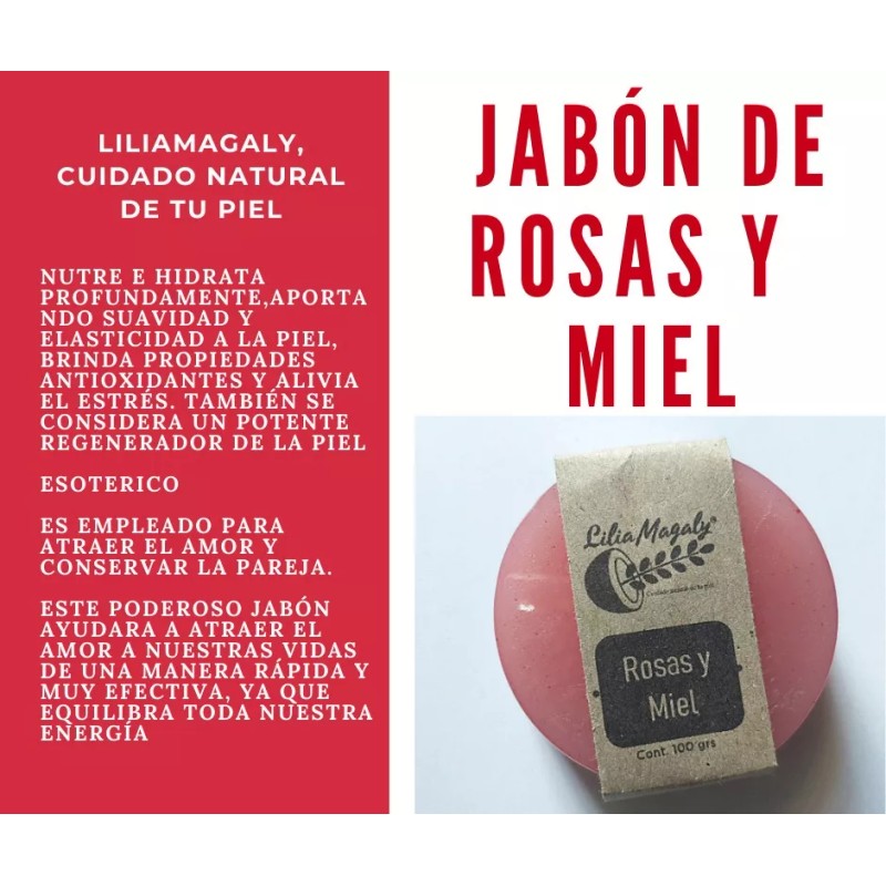 LiliaMagaly Jabón De Rosas Y Miel, 100 Grs. Kit De